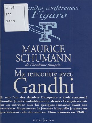 cover image of Ma rencontre avec Gandhi
